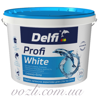 Profi White Краска латексная акриловая для стен и потолков Delfi