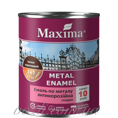 Эмаль антикоррозийная по металлу 3 в 1, гладкая Maxima