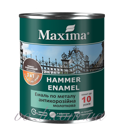 Эмаль антикоррозийная по металлу 3 в 1, молотковая Maxima